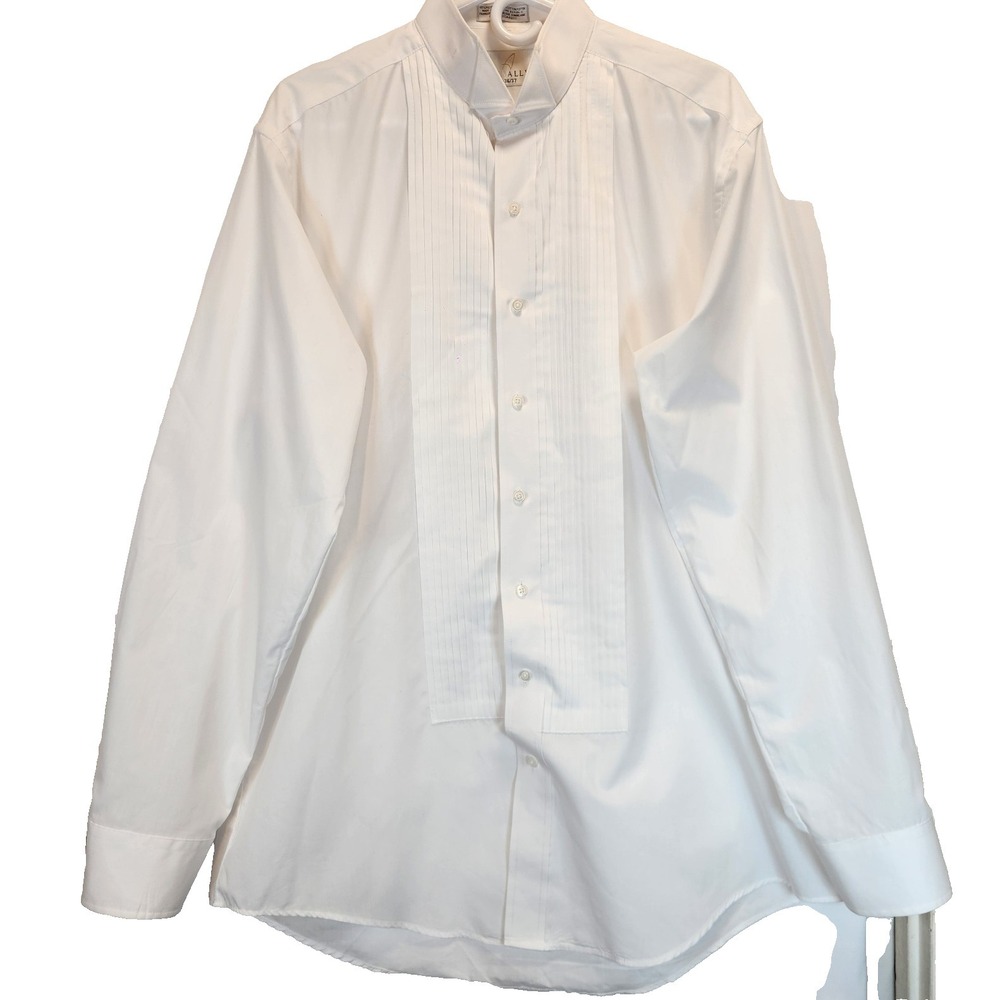 Neil Allyn Men`s Shirt Size L - 36/37 White Formal Tuxedo Pleated Front